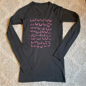 lululemon athletica Black Long Sleeve Tee with Pink Graphic